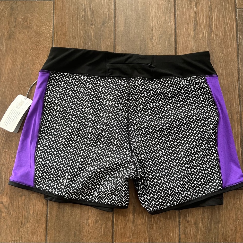 Jofit Running Shorts Black & Purple NWT size Medium Lined - Picture 7 of 8